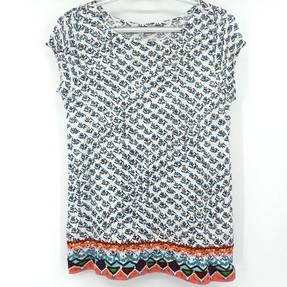 Calypso St. Barth Coconut Zahara Tee Top Sequin Embroidered Boho Beach XS - Picture 3 of 10